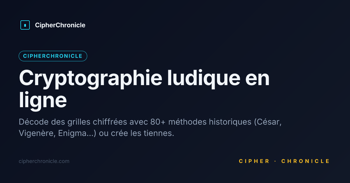 CipherChronicle — plateforme ludique de décodage cryptographique