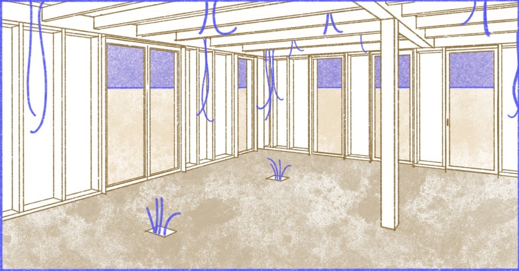 Saga ChallengeMyProject — esquisse du rez-de-chaussée des futurs locaux de Tréméoc, avec l'espace de coworking en ossature bois.