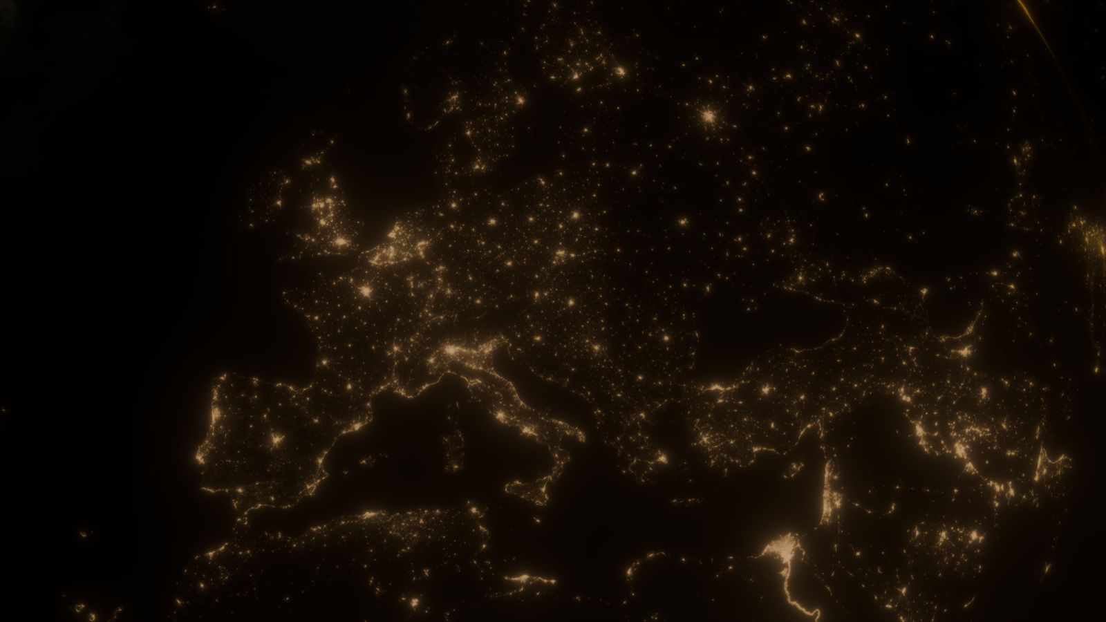 L’Europe vue de nuit depuis l’espace, les villes françaises dessinées par leurs lumières