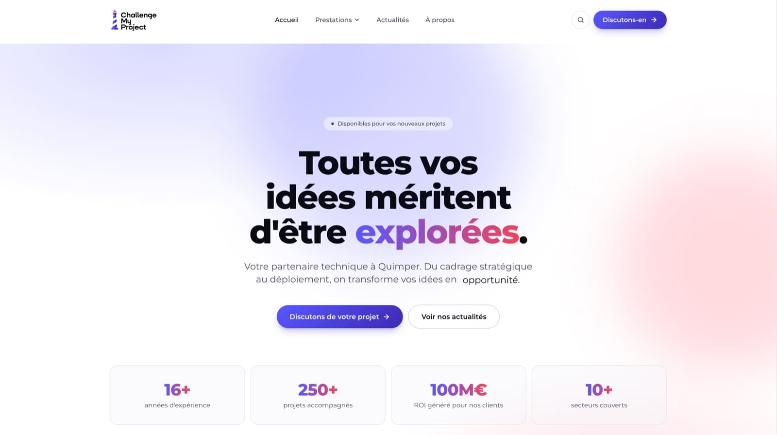 Site vitrine ChallengeMyProject