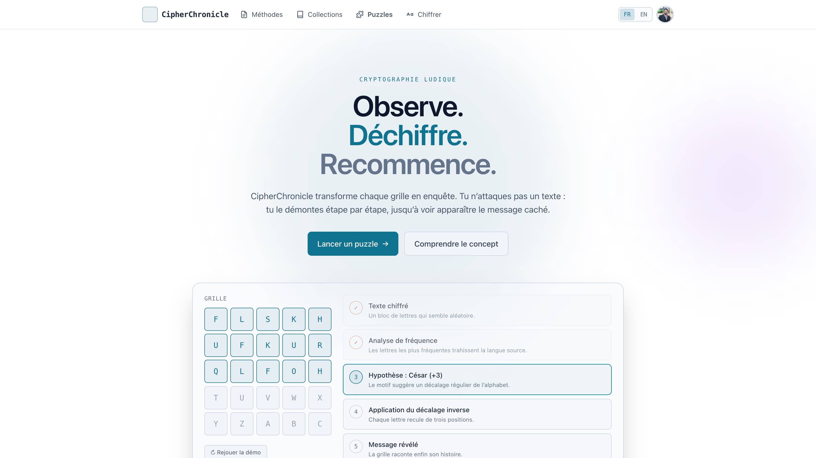 Site CipherChronicle, cryptographie ludique