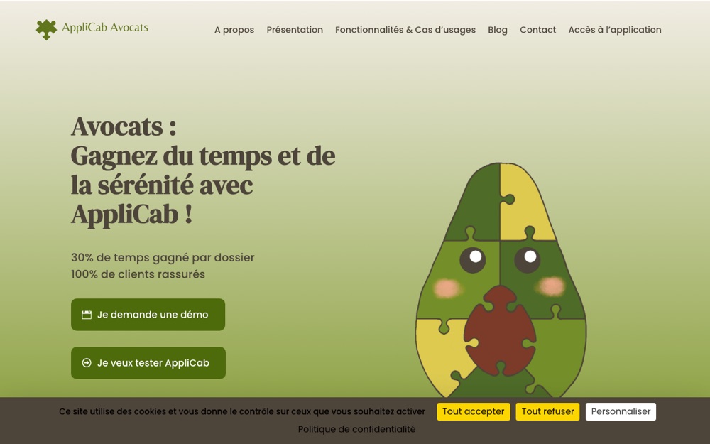 Aperçu du site AppliCab Avocats
