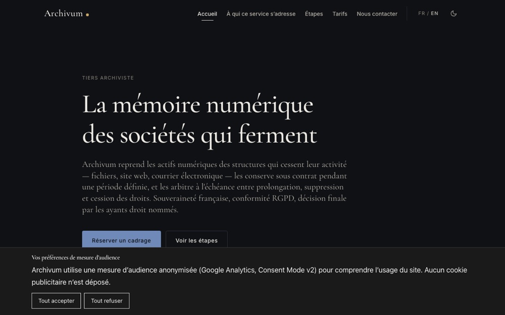 Aperçu du site Archivum