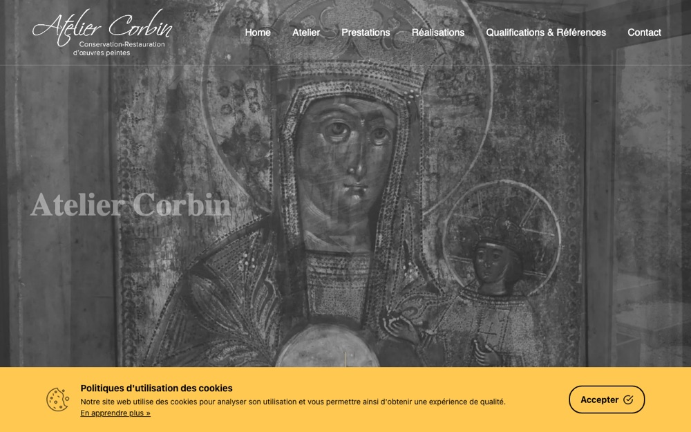 Aperçu du site Atelier Corbin (tableau-restauration.com)