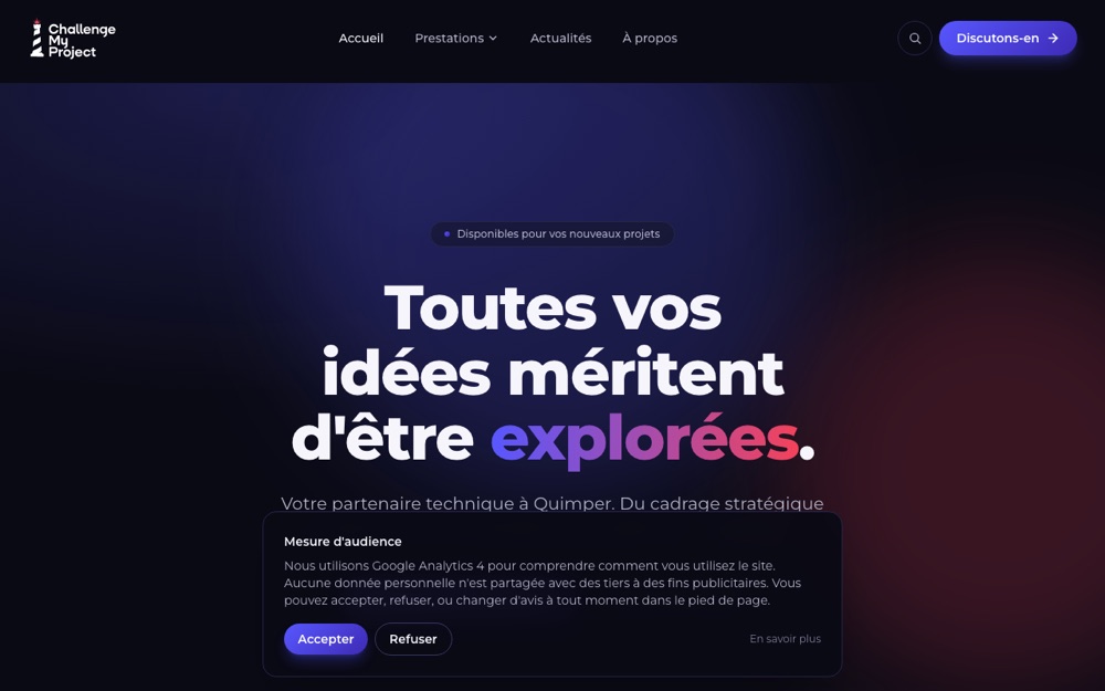 Aperçu du site challengemyproject.bzh