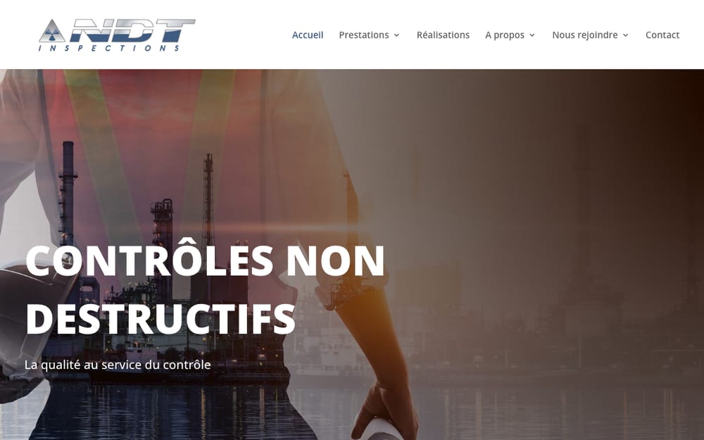 Aperçu de la page d'accueil du site NDT Inspections